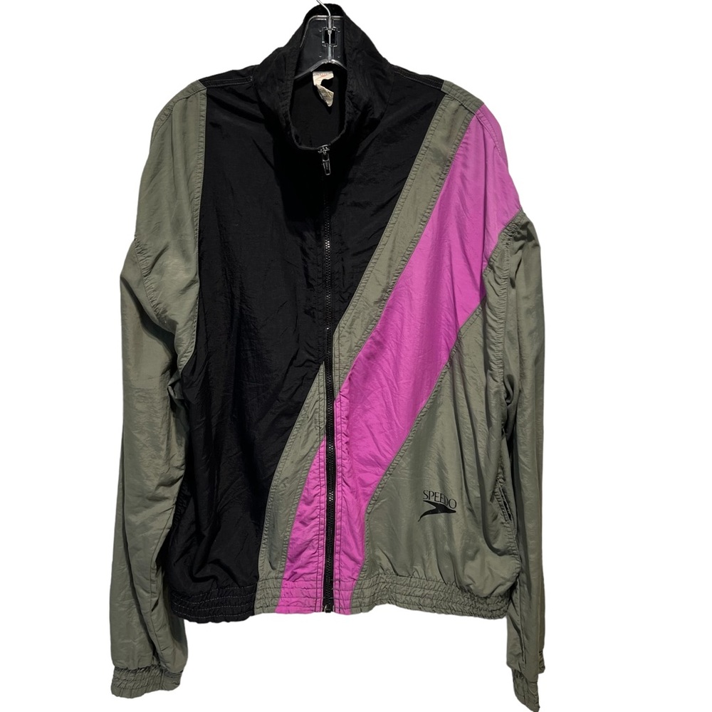 vintage speedo tri-color lightweight outdoor windbreaker size large